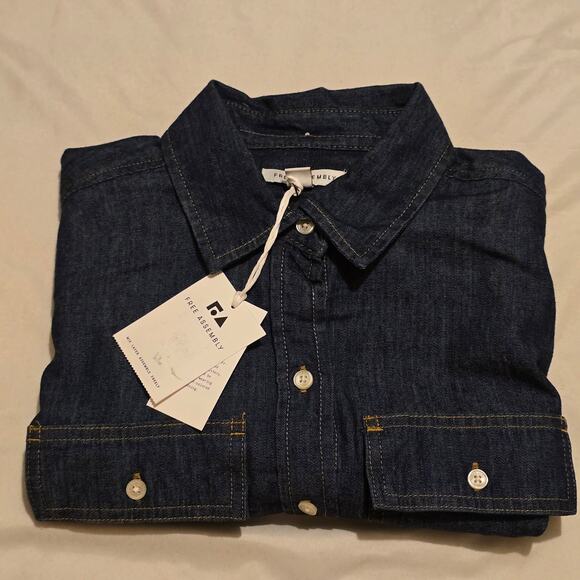 XS Free Assembly Denim Crop Utility Shirt NWT - Picture 1 of 9